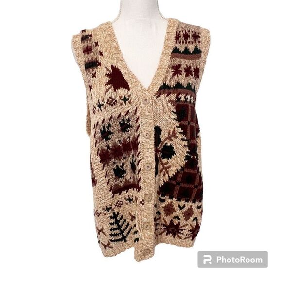 St John’s Bay Brown Sweater Vest Size XL Fall Themed - Picture 1 of 8
